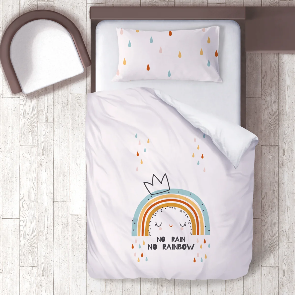 Gökkuşağı karakteri Nevresim Takımı | Beyaz Gökkuşağı, damla Desenli