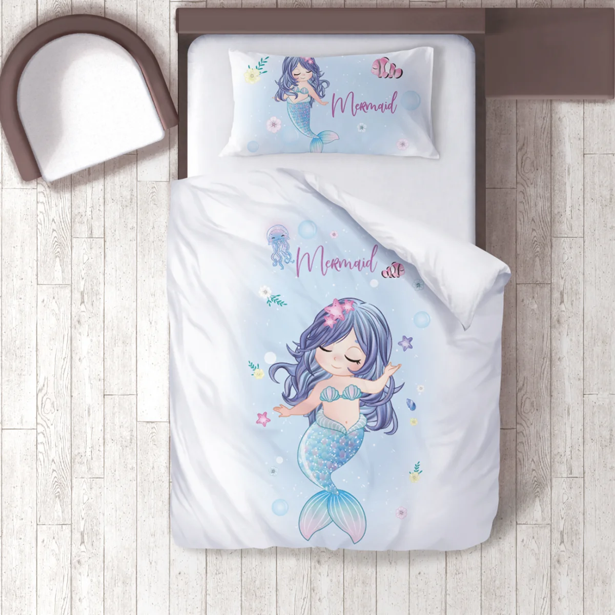 Denizkızı Nevresim Takımı | Mavi Deniz canlıları, yıldızlar Desenli