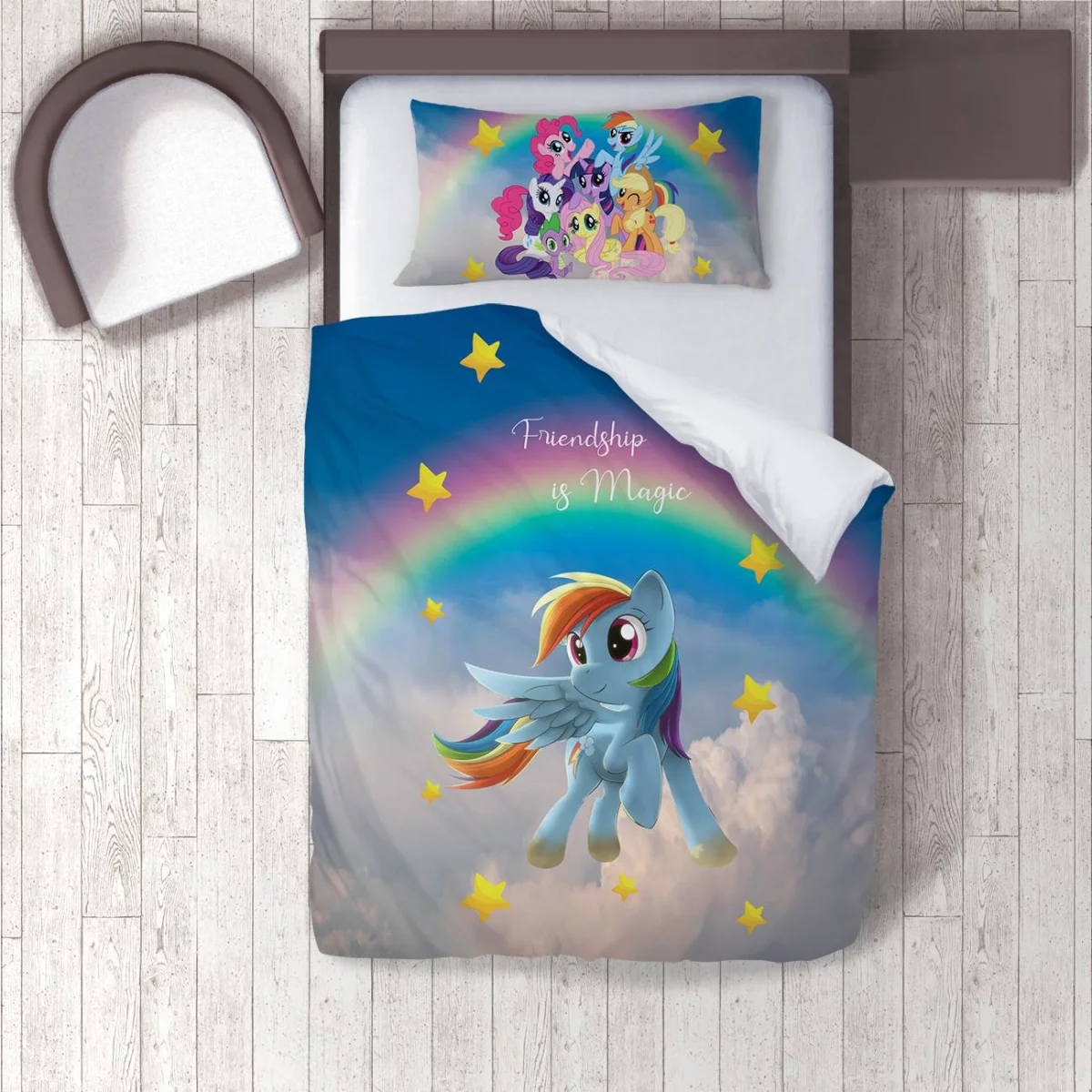 My Little Pony Nevresim Takımı | Mavi gökkuşağı, yıldızlar Desenli