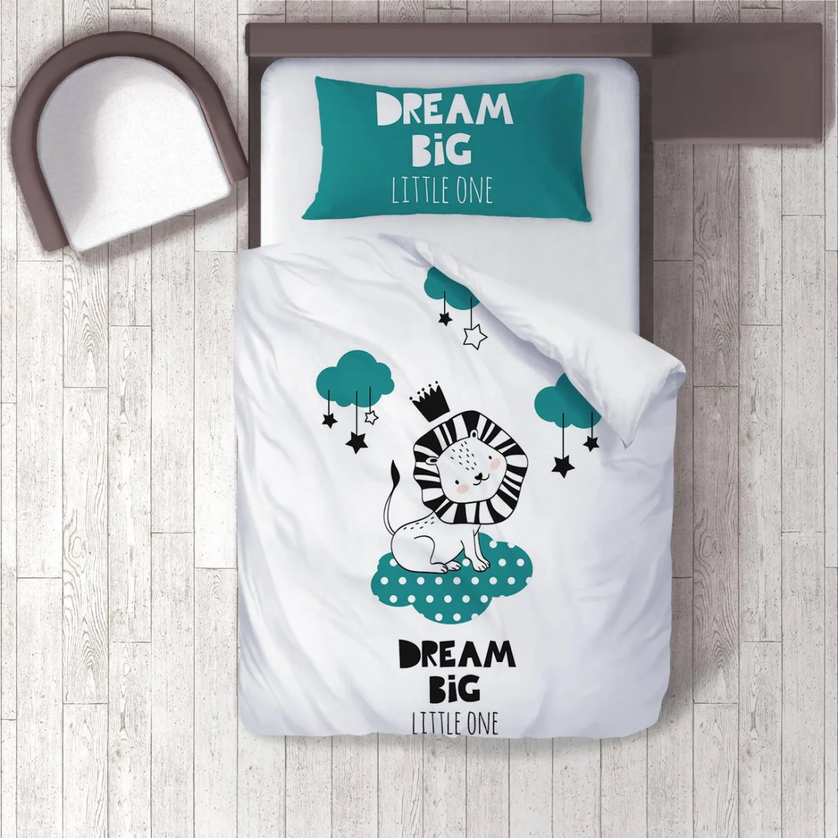 Aslan Nevresim Takımı | Beyaz bulutlar, yıldızlar Desenli