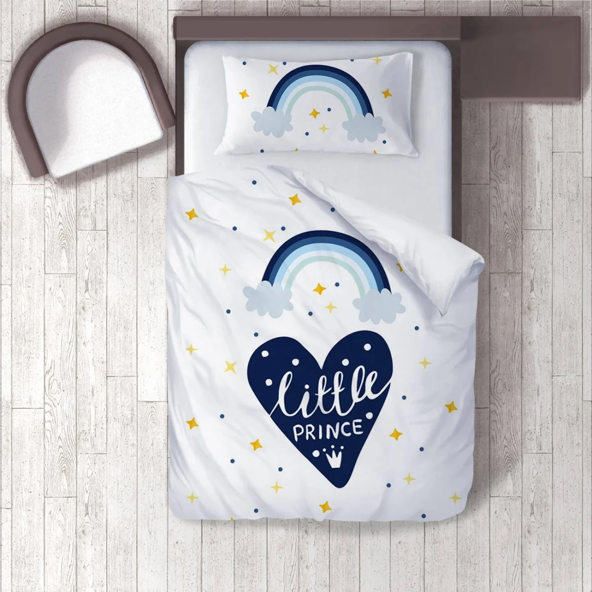 Prens Nevresim Takımı | Beyaz gökkuşağı, bulut Desenli