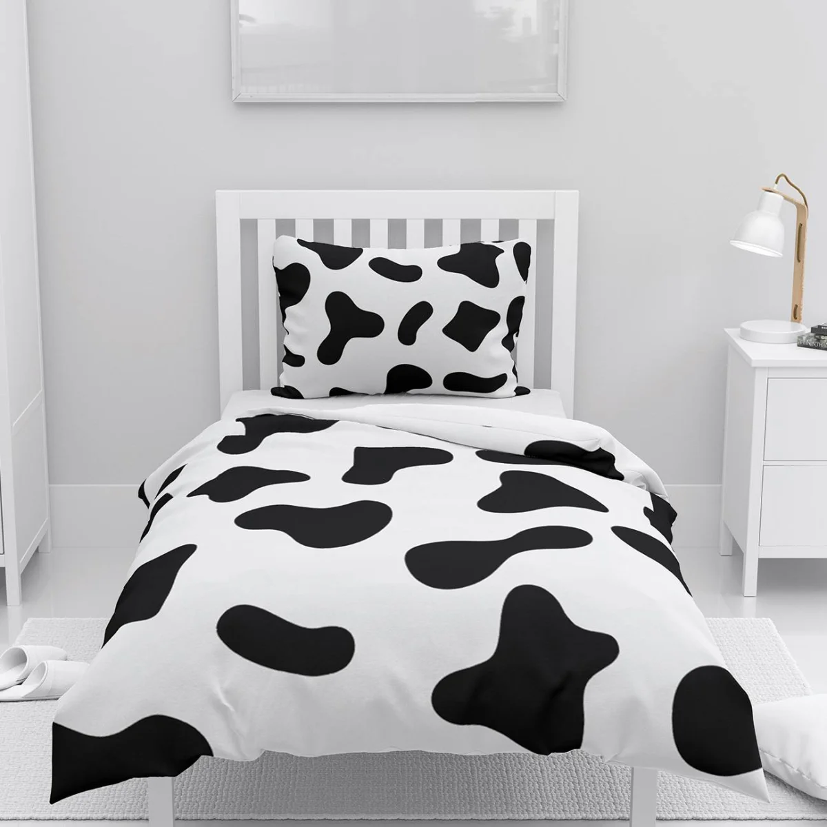 İnek deseni Nevresim Takımı | Beyaz Siyah inek lekeleri Desenli