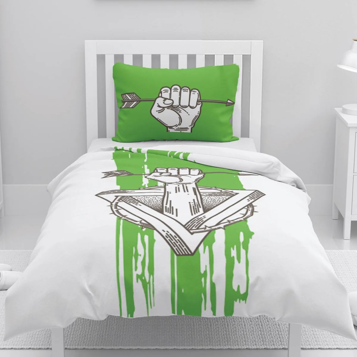 Yumruk ve ok sembolü Nevresim Takımı | Beyaz Yumruk, ok Desenli