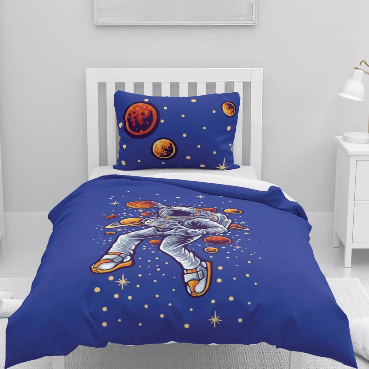 Uzay Nevresim Takımı | Mavi gezegenler, yıldızlar Desenli