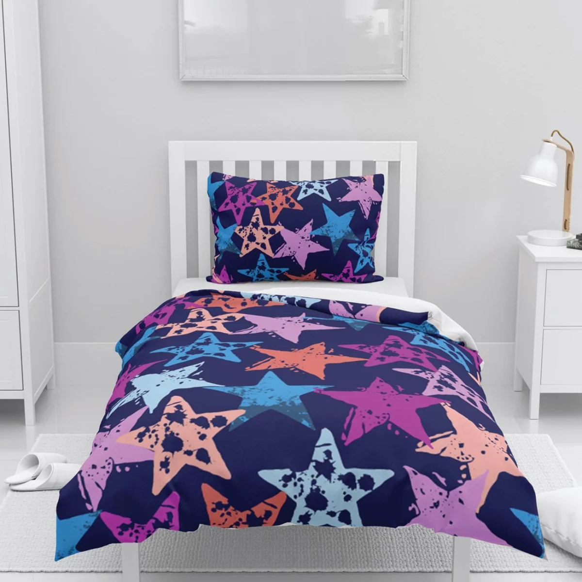 Yıldız Nevresim Takımı | Lacivert Renkli, benekli Desenli