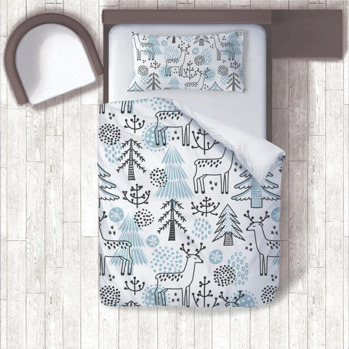 Soyut Şekiller Nevresim Takımı | Beyaz Soyut şekiller, suluboya tarzı Desenli