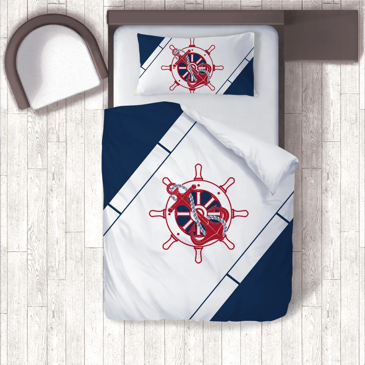 Kraliyet / Taç Nevresim Takımı | Gri Yıldızlar, defne yaprağı çelengi Desenli