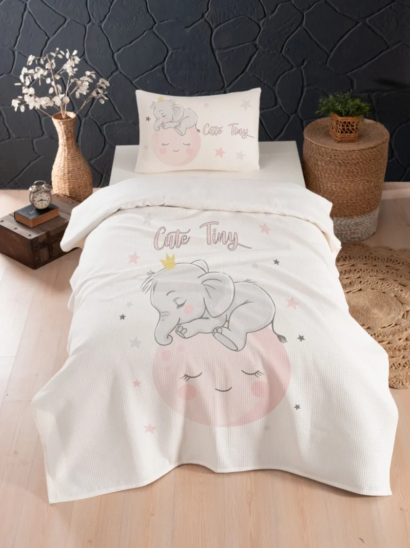 Uyuyan Fil, Ay Pike Örtü | Beyaz yıldızlar, ay Desenli