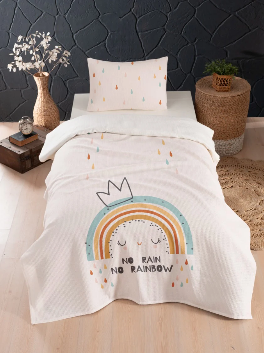 Gökkuşağı karakteri Pike Örtü | Beyaz Gökkuşağı, damla Desenli