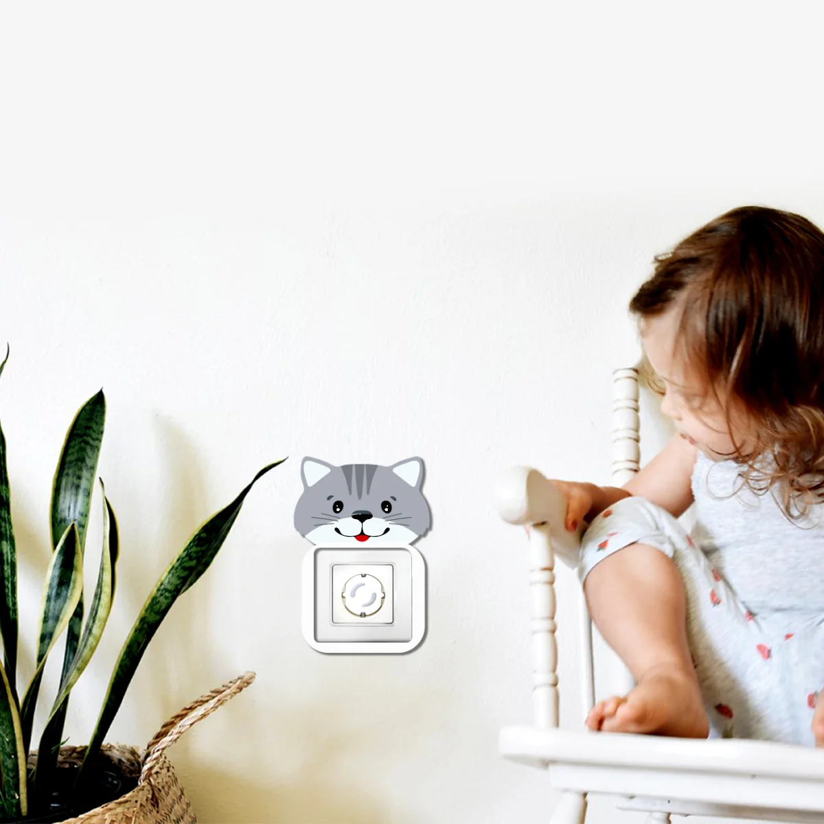 Kedi Priz Kapağı | Gri çizgili Desenli