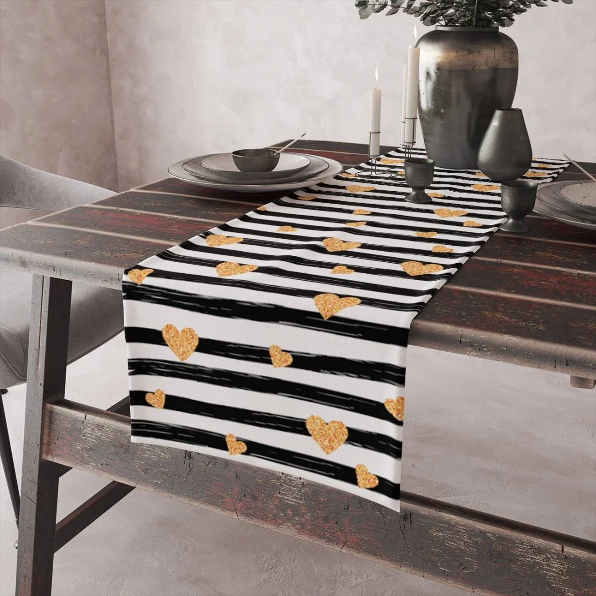 kalp Runner Yolluk | beyaz simli, çizgili Desenli