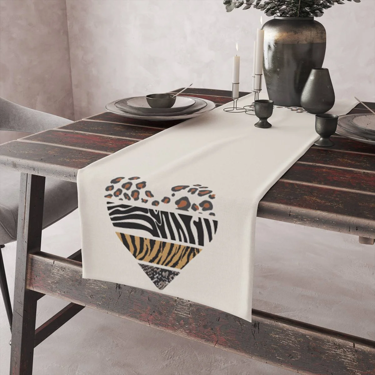 Yırtıcı hayvan desenleri Runner Yolluk | Beyaz leopar, zebra Desenli