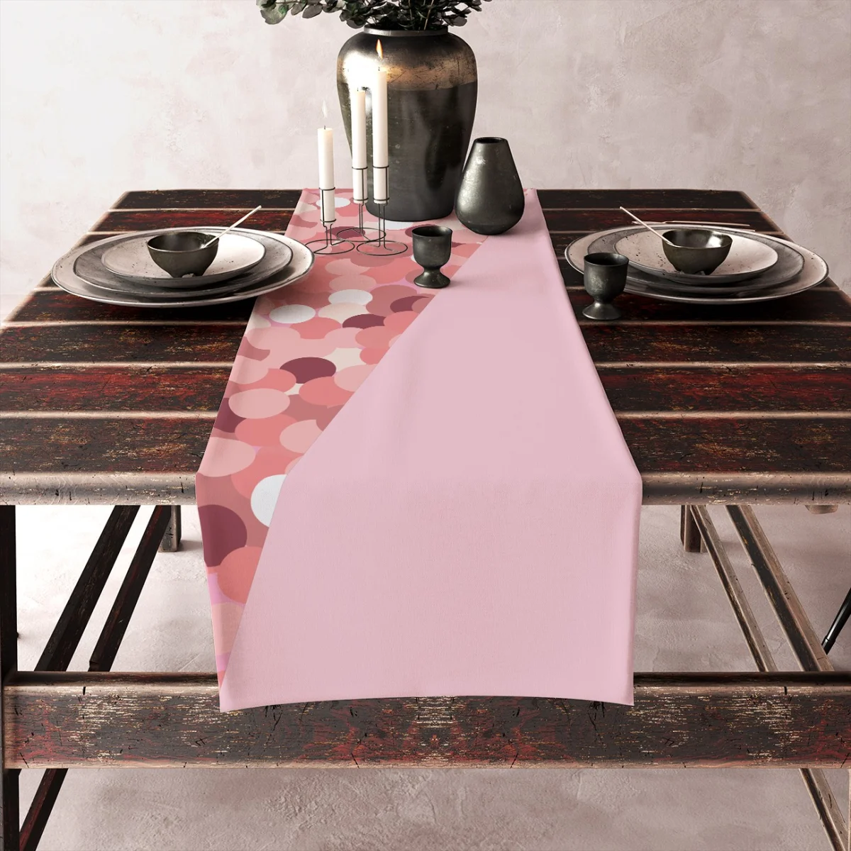 Modern geometrik parıltı Runner Yolluk | Beyaz parıltılı noktalar, kalp Desenli