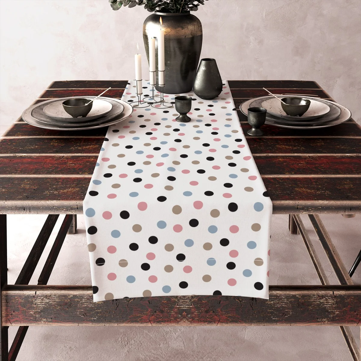 Sevgi ve puantiye Runner Yolluk | Pembe Kalp, puantiyeler Desenli