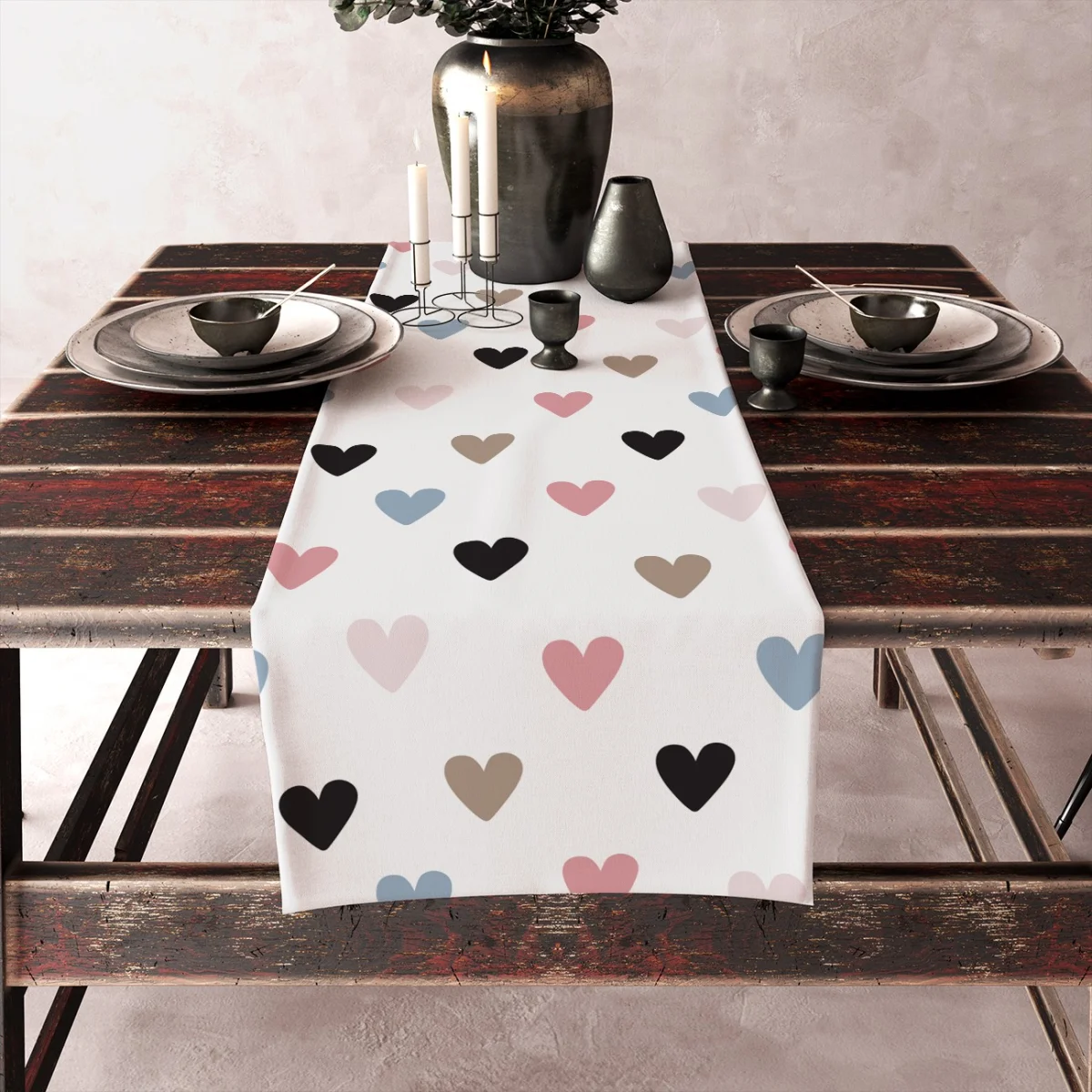 Kalpler Runner Yolluk | Pembe, Mavi, Beyaz, Kahverengi Farklı renkli kalpler ve 'you are awesome...