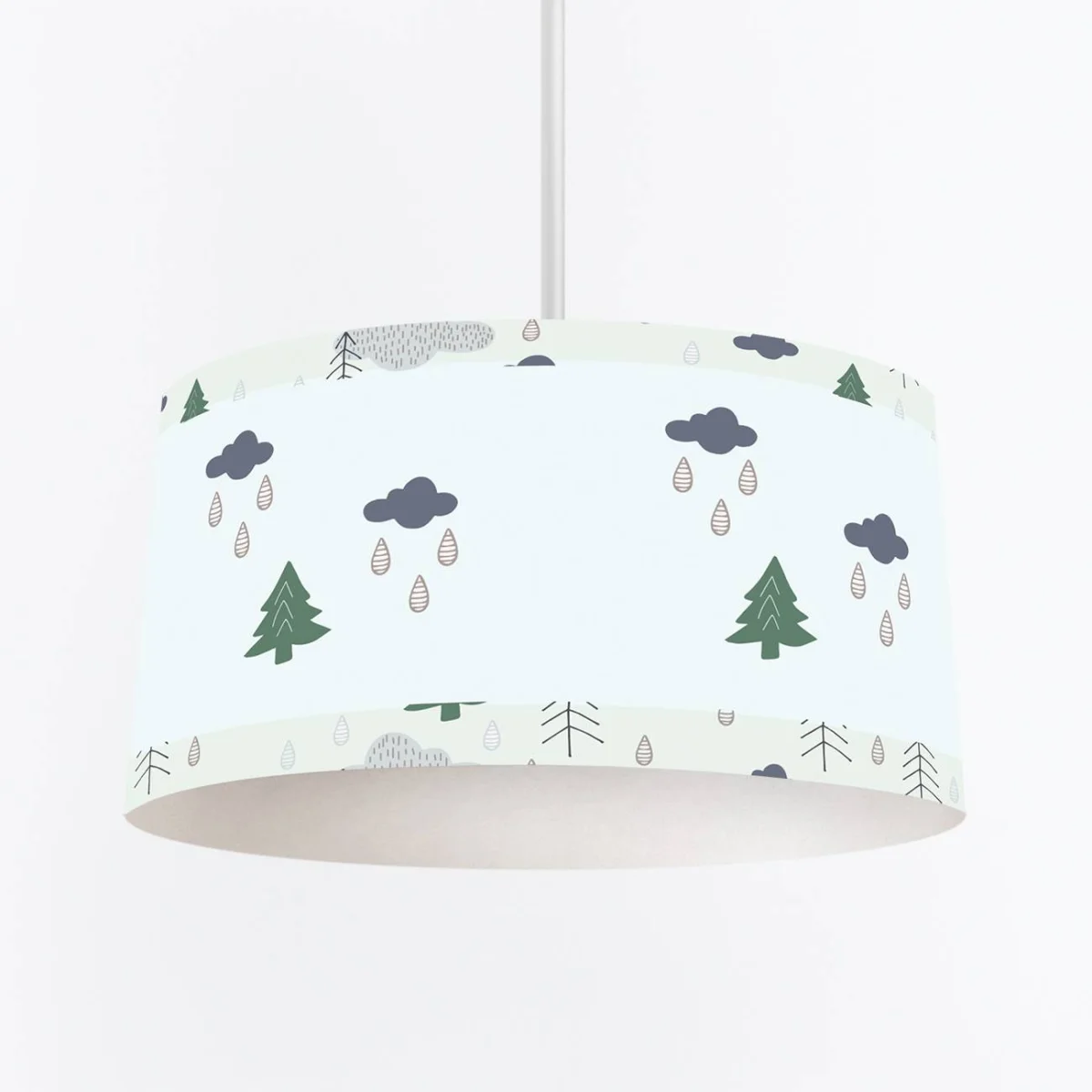 Orman Sarkıt Avize | Açık Mavi çam ağaçları, bulutlar Desenli