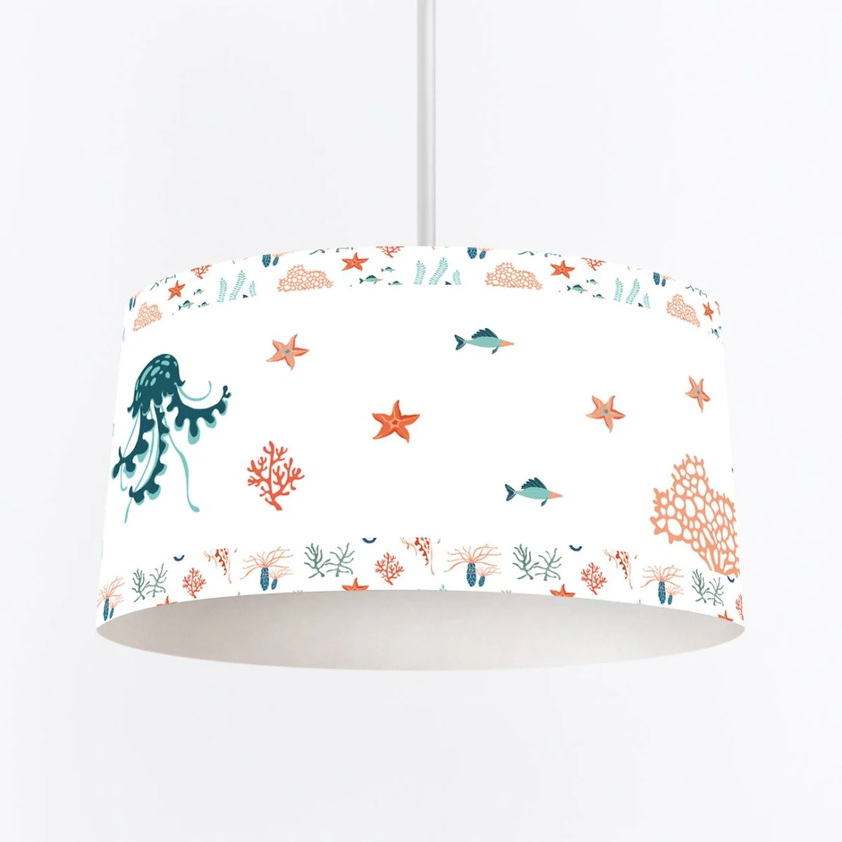 Deniz Canlıları Sarkıt Avize | Beyaz yıldızlar, deniz atları Desenli