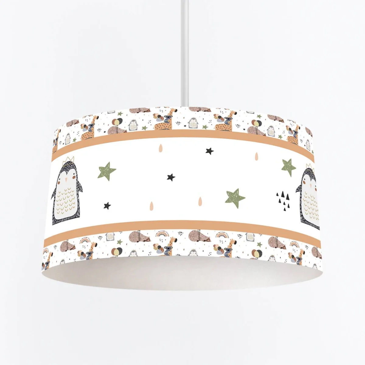 Orman Hayvanları Sarkıt Avize | Beyaz yıldızlar, gökkuşağı Desenli