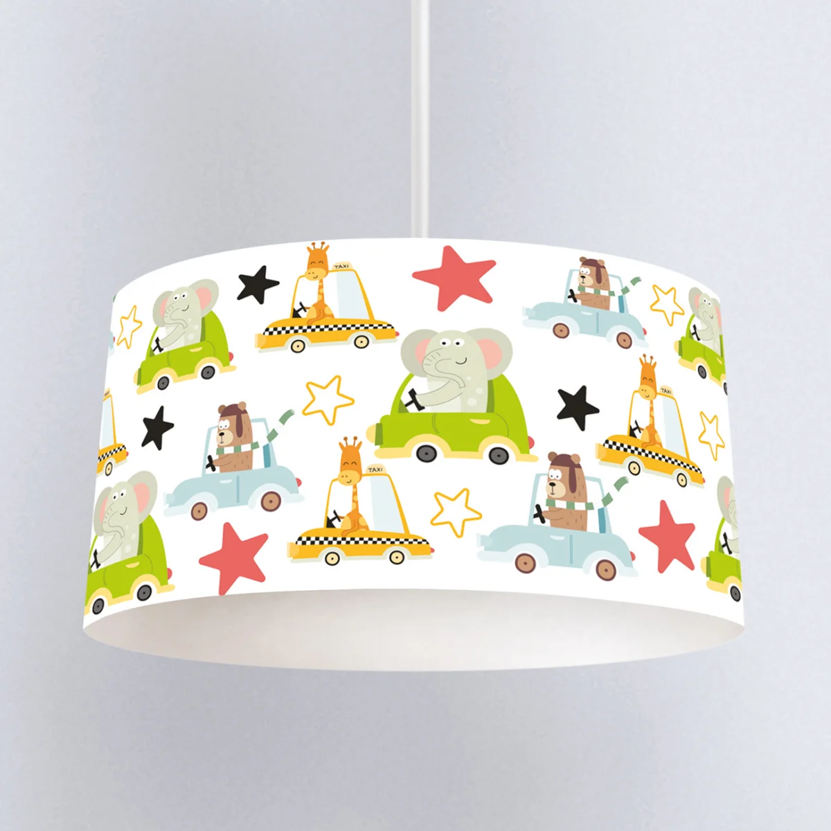 Hayvanlar ve araçlar Sarkıt Avize | Beyaz Bulutlar, yıldızlar Desenli