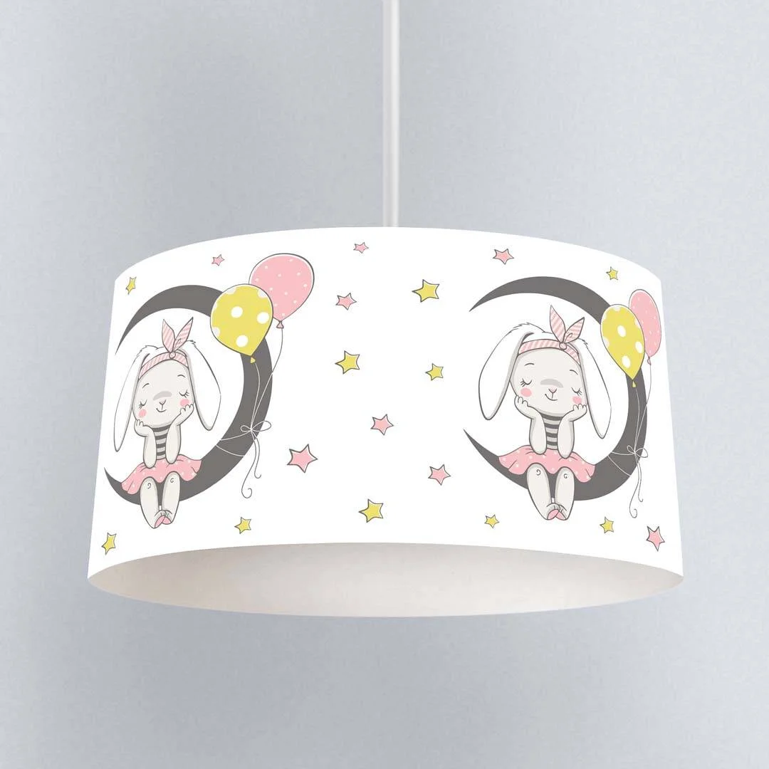 Tavşan Sarkıt Avize | Beyaz ay, yıldızlar Desenli