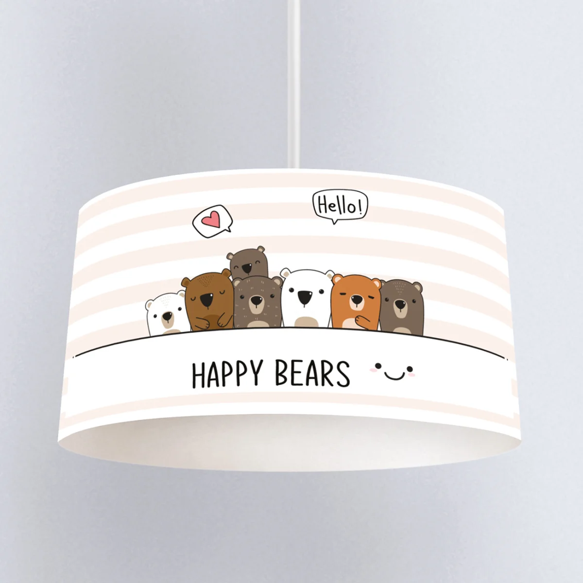 Ayılar Sarkıt Avize | Beyaz çizgili, kalpler Desenli