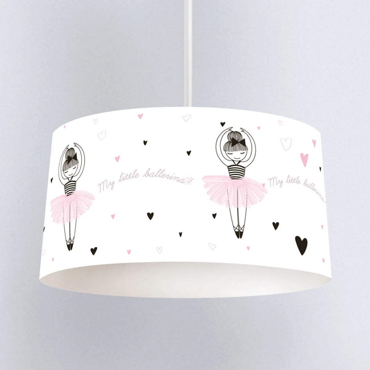 Balerin Sarkıt Avize | Beyaz Kalpler, yazı Desenli