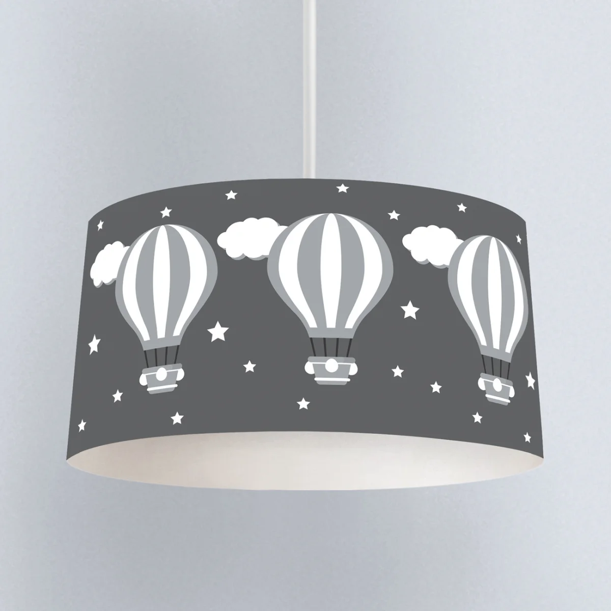 Sıcak Hava Balonları Sarkıt Avize | Gri yıldız, bulut Desenli