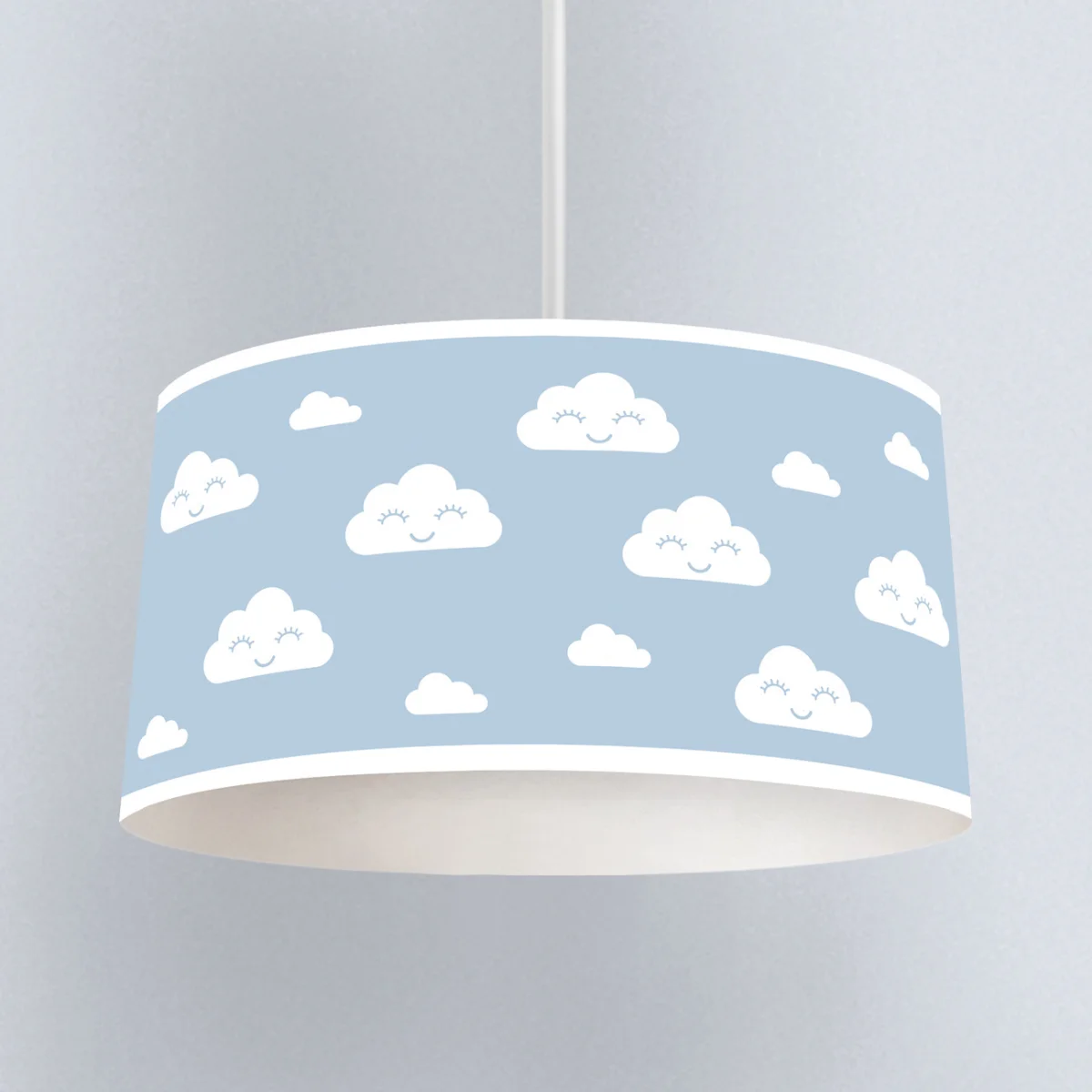 Bulutlar Sarkıt Avize | Mavi Gülümseyen yüzlü beyaz bulutlar Desenli