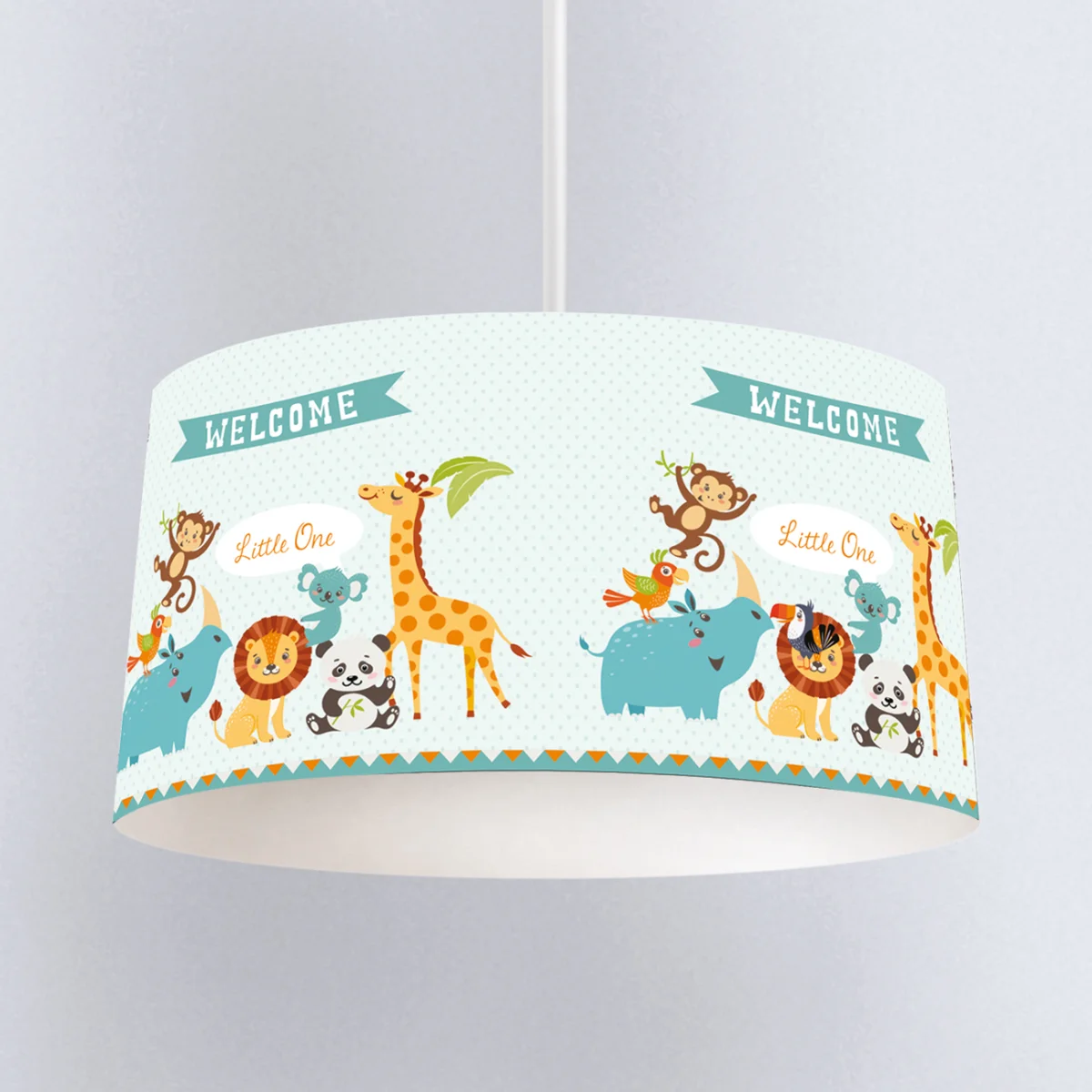 Orman Hayvanları Sarkıt Avize | Açık Mavi Küçük puantiyeler, konuşma balonları Desenli