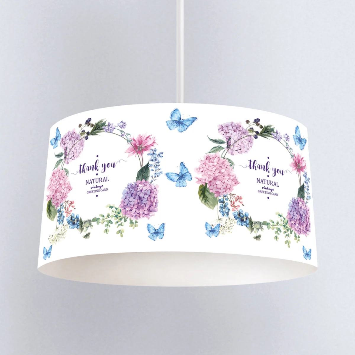 Çiçekler Sarkıt Avize | Beyaz Çiçekler, kelebekler Desenli