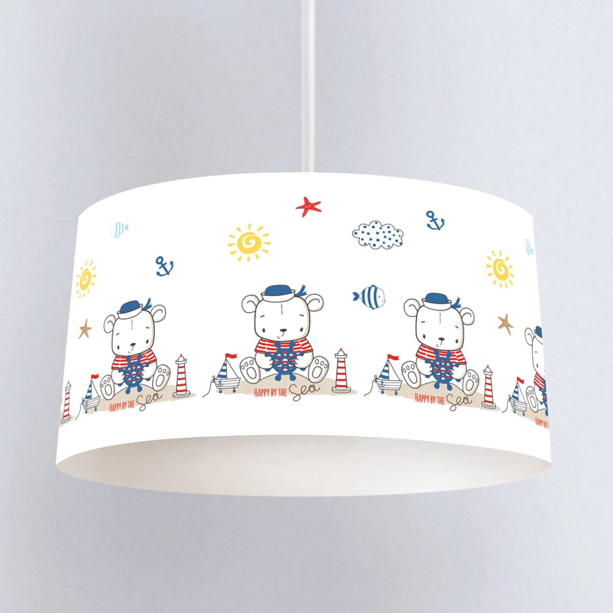 Denizci Ayı Sarkıt Avize | Beyaz balık, yıldız Desenli