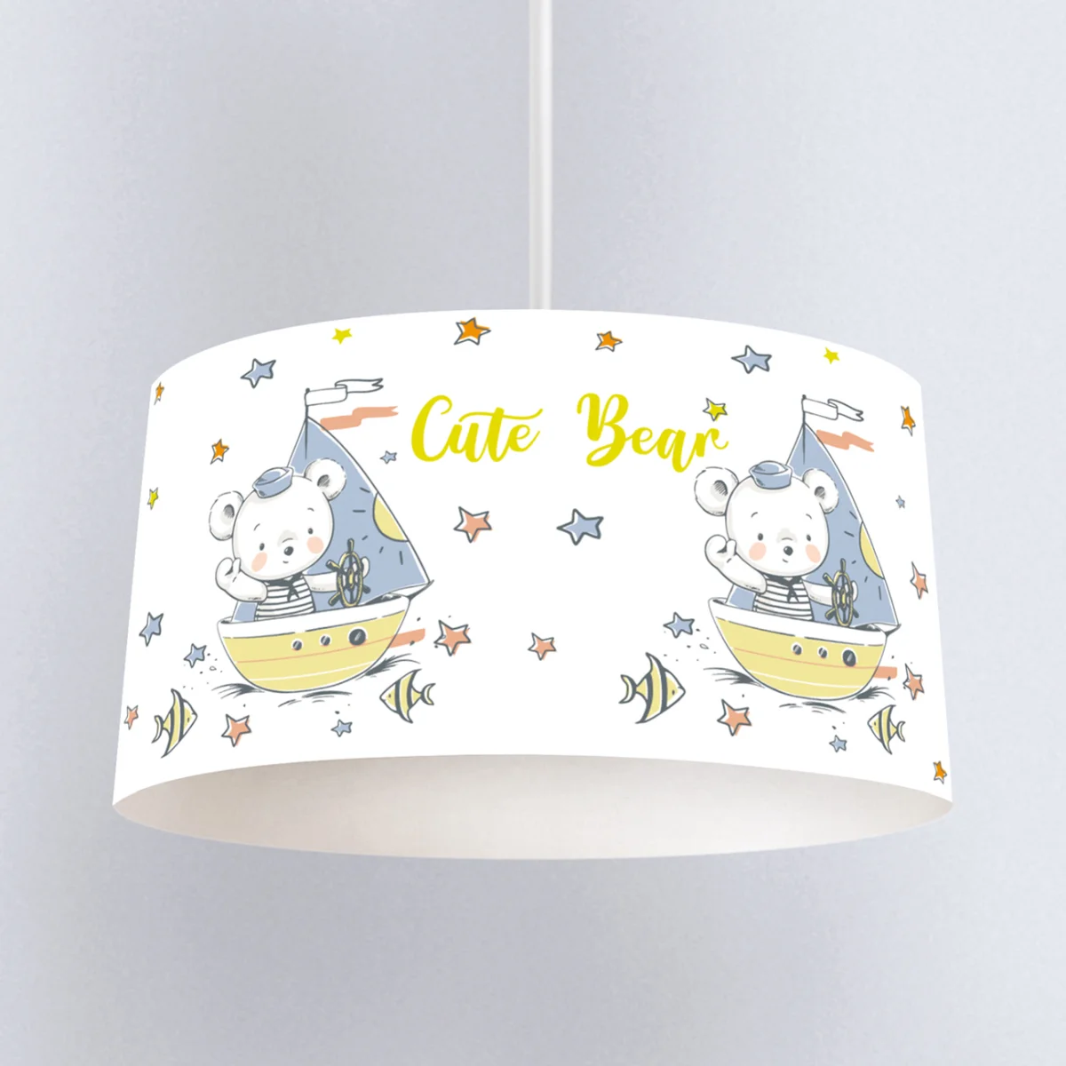 Denizci Ayı Sarkıt Avize | Beyaz yıldızlar, balıklar Desenli