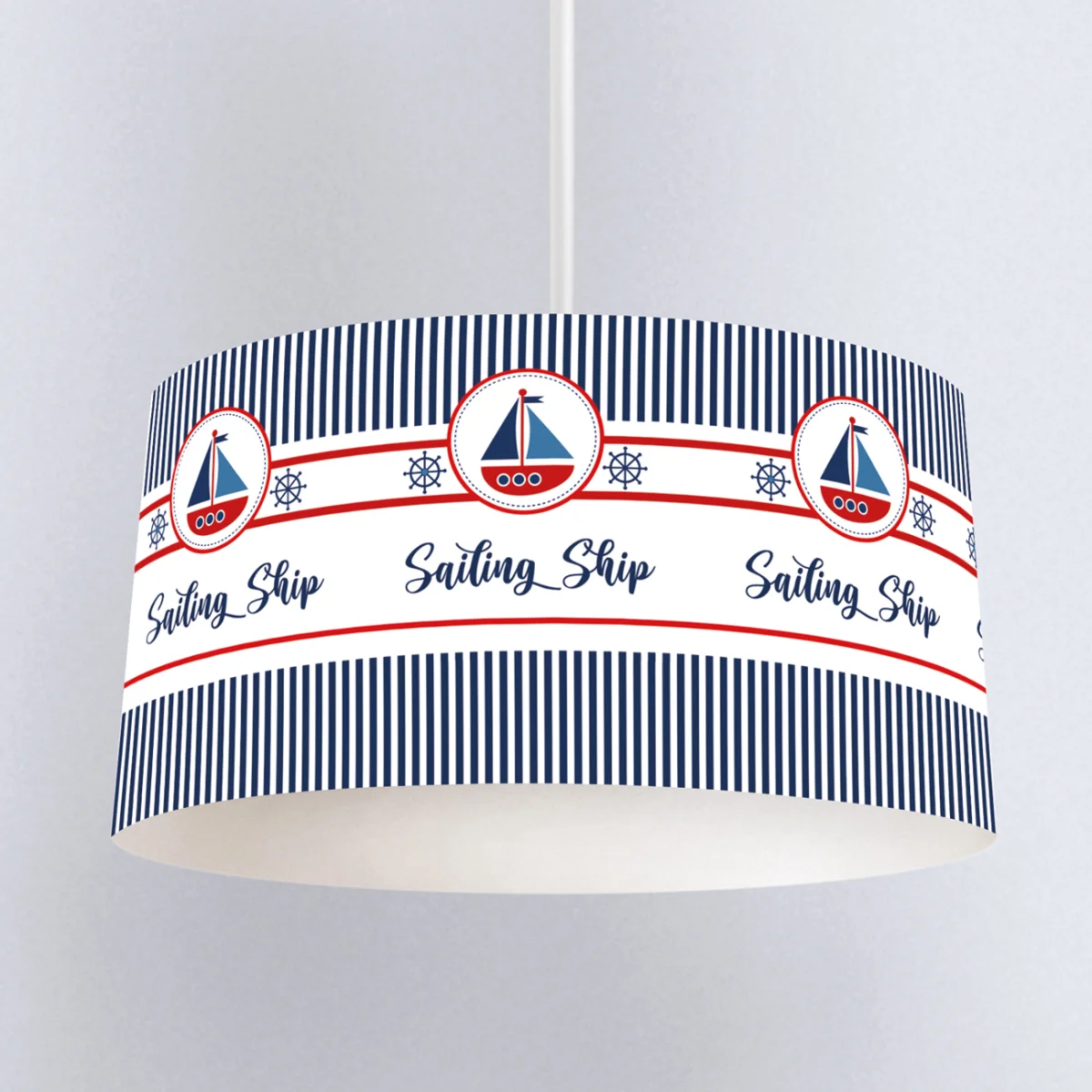 Yelkenli Gemi Sarkıt Avize | Beyaz yelkenli gemi, gemi dümeni Desenli