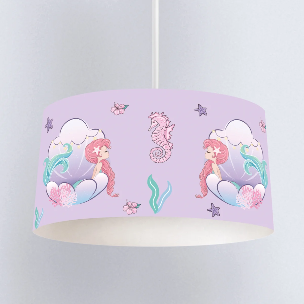 Deniz Kızı Sarkıt Avize | Mor deniz atı, bulut Desenli