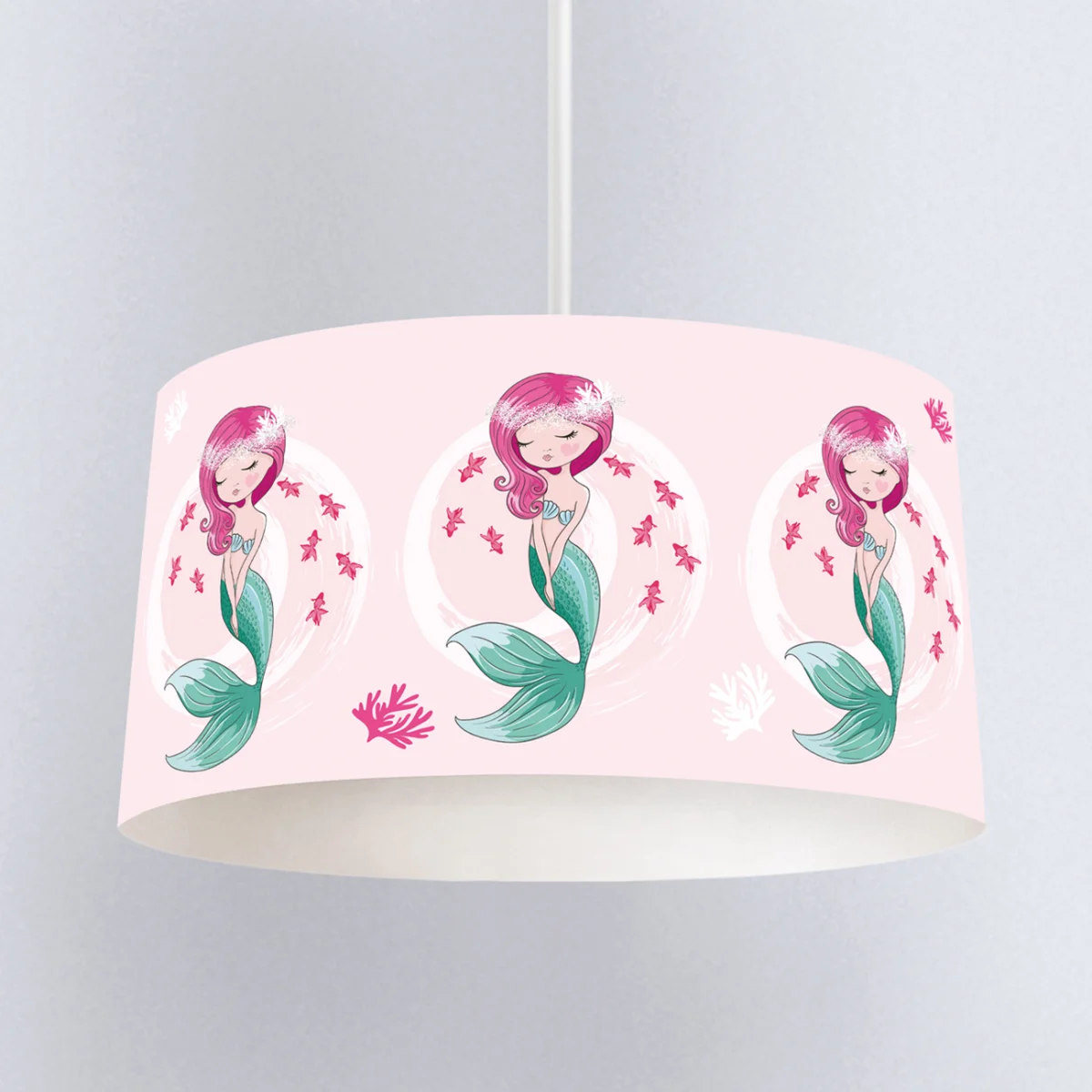 Deniz Kızı Sarkıt Avize | Pembe küçük pembe balıklar, mercanlar Desenli