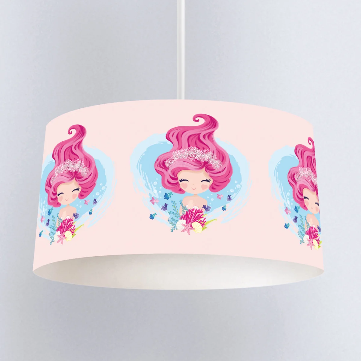 Deniz Kızı Sarkıt Avize | Pembe Mercan, deniz kabukları Desenli