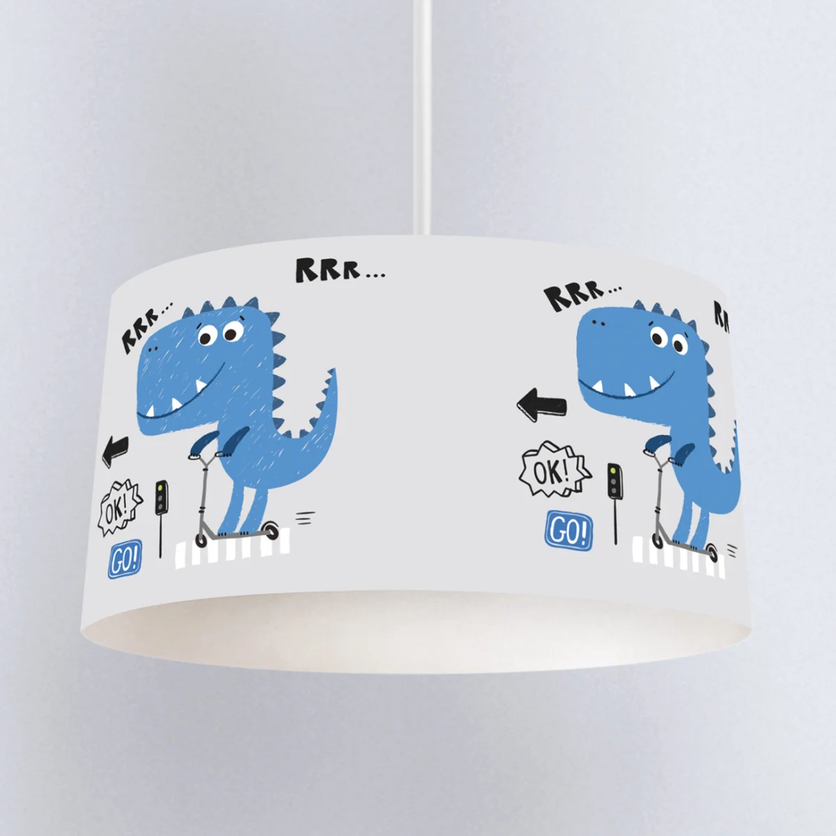 Dinozor Sarkıt Avize | Gri scooter, trafik ışığı Desenli