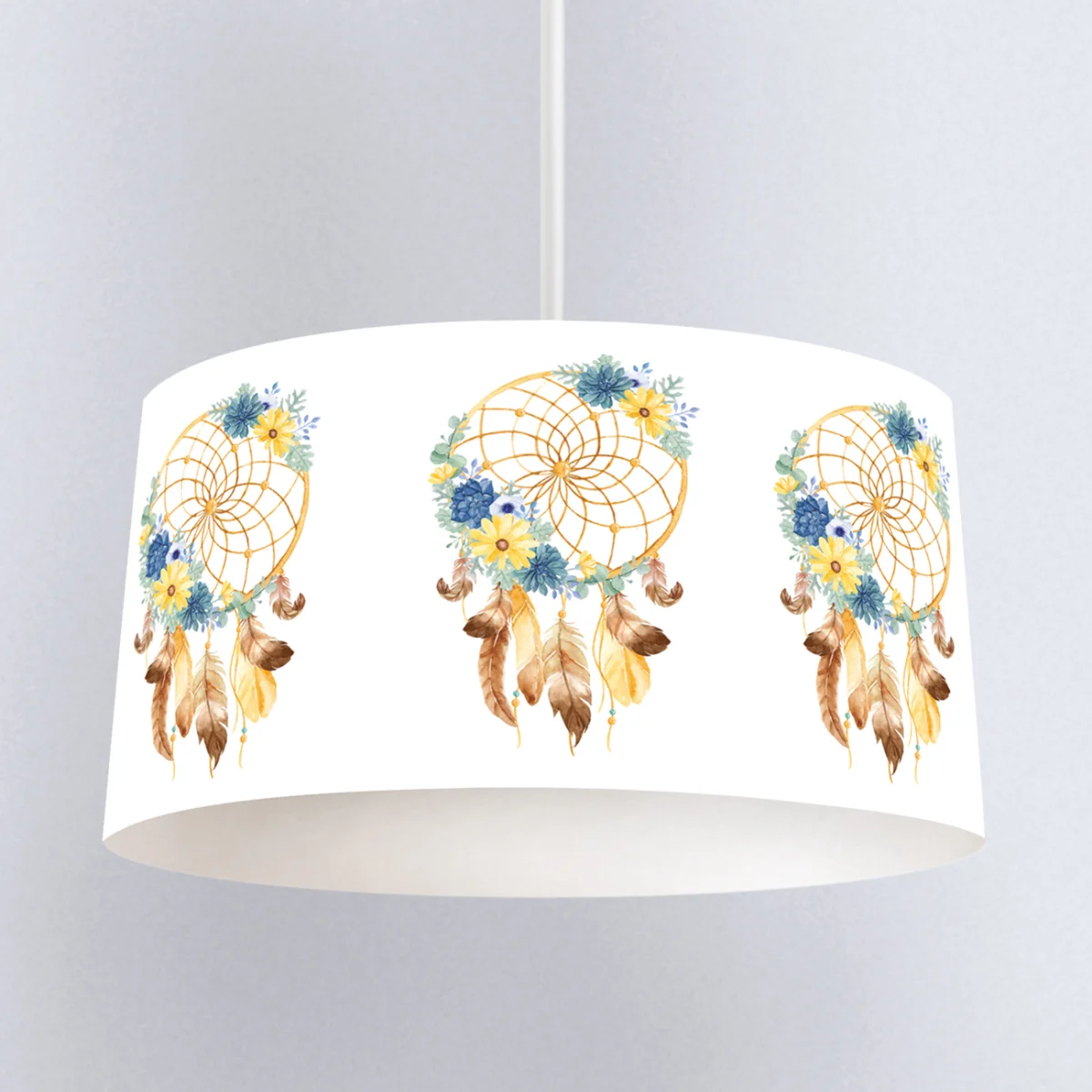 Düş kapanı, Çiçekler Sarkıt Avize | Beyaz sarı, mavi ve turkuaz çiçekler Desenli