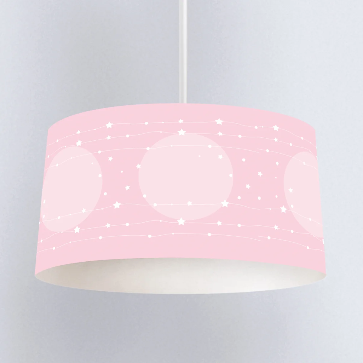 Uzay Sarkıt Avize | Pembe yıldızlar, daireler Desenli