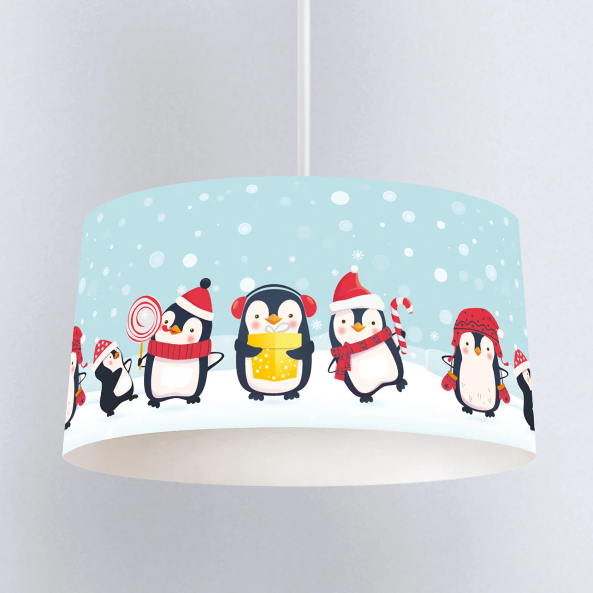 Penguen Sarkıt Avize | Mavi Kar taneleri, kar Desenli