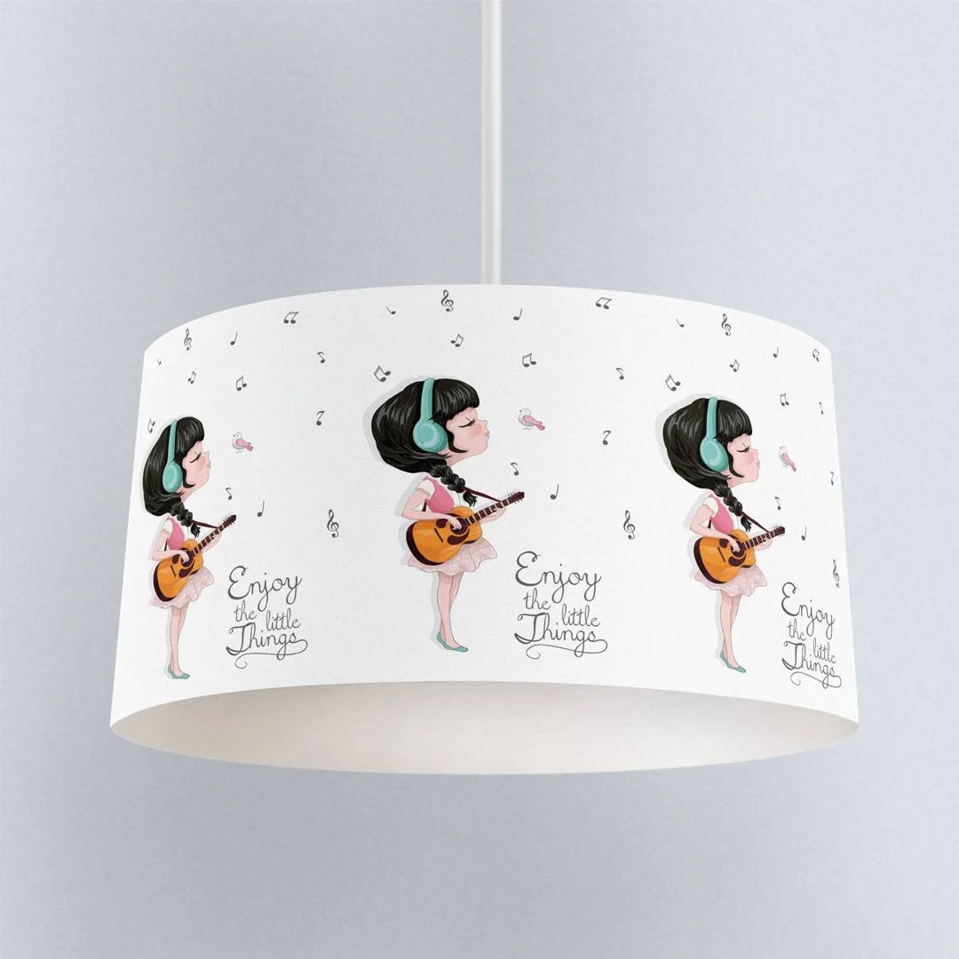 Müziksever Kız Sarkıt Avize | Beyaz müzik notaları, kuş Desenli