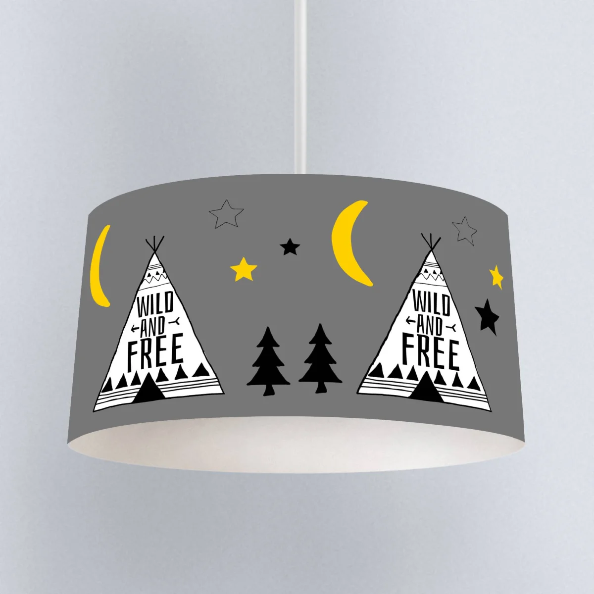 Tipi Çadırı, Doğa Sarkıt Avize | Gri yıldız, ay Desenli