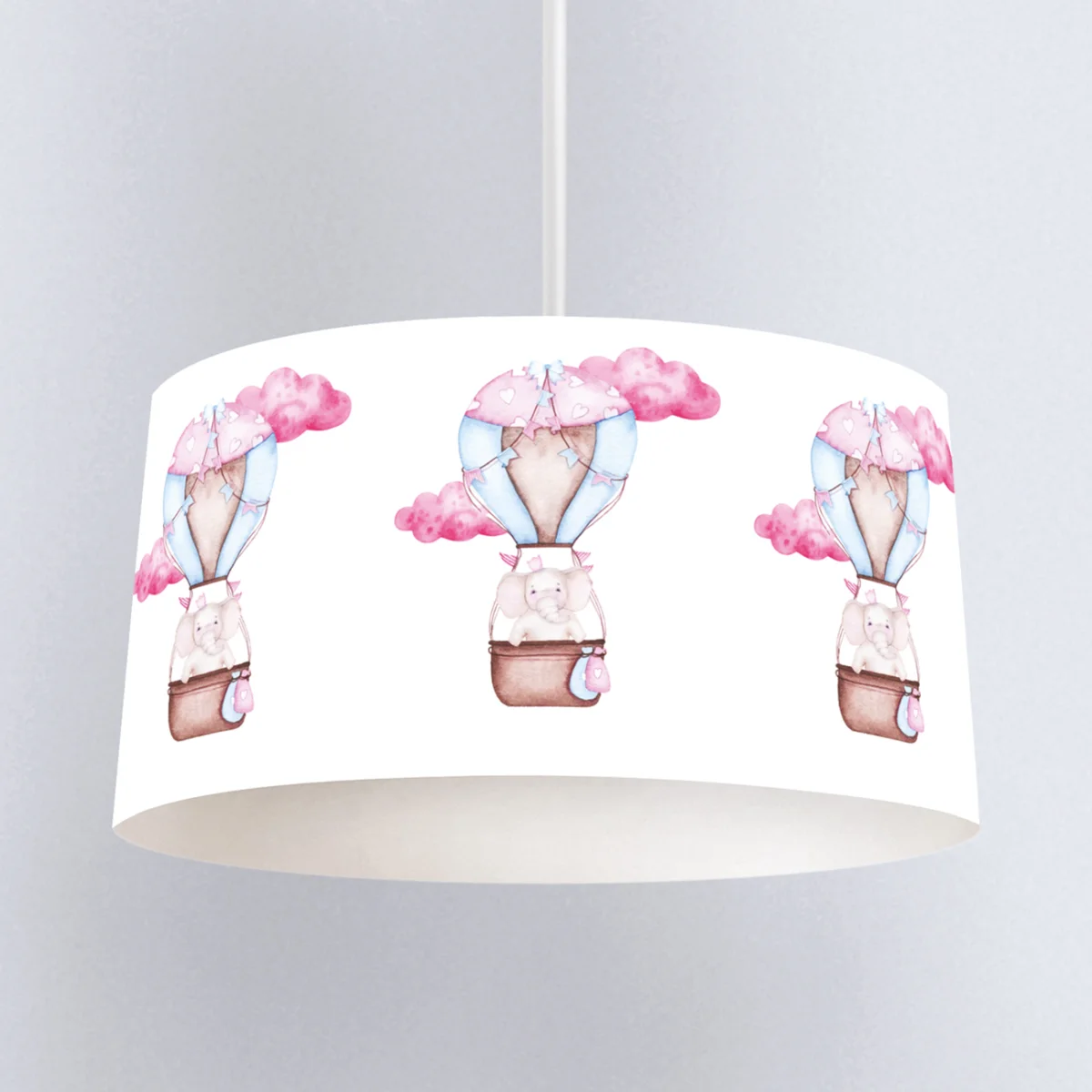 Fil, Sıcak hava balonu Sarkıt Avize | Beyaz pembe bulut, kalp Desenli