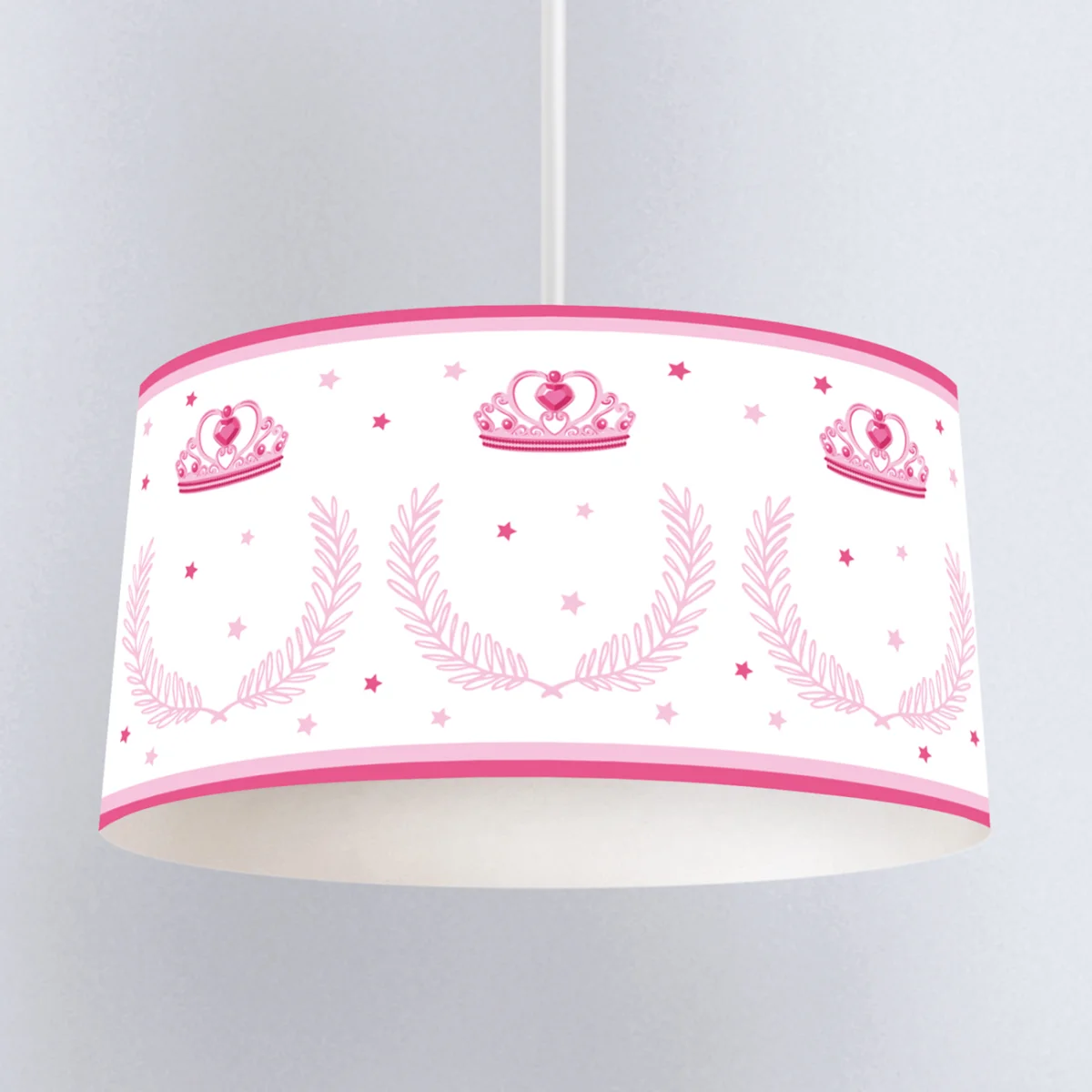 Prenses tacı Sarkıt Avize | Beyaz Pembe yıldızlar, yaprak desenleri Desenli