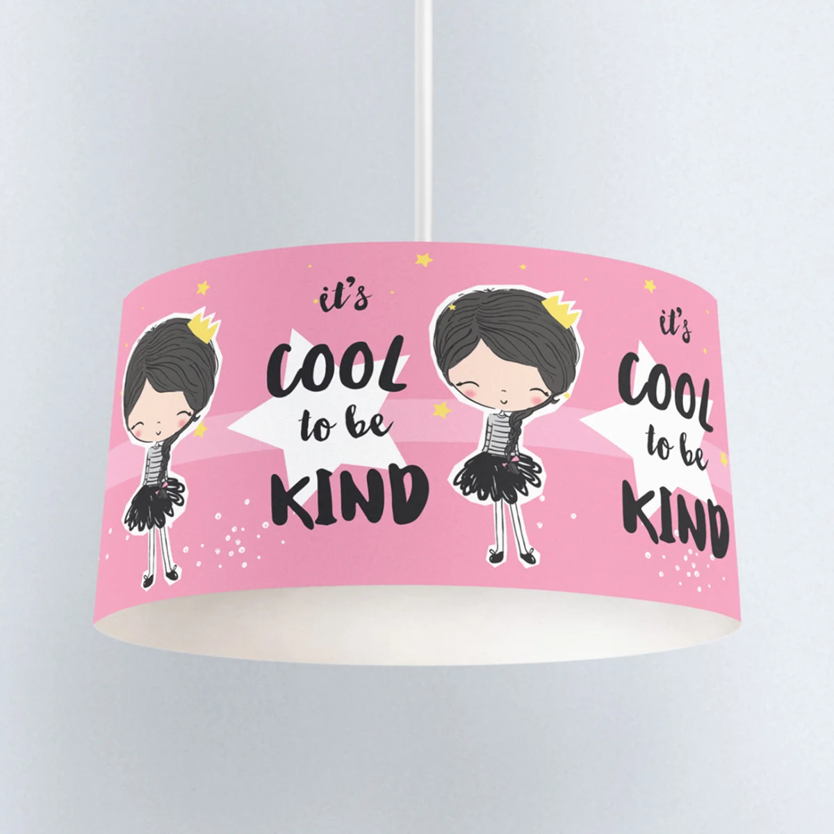 Prenses kız karakteri Sarkıt Avize | Pembe yıldızlar, noktalar Desenli