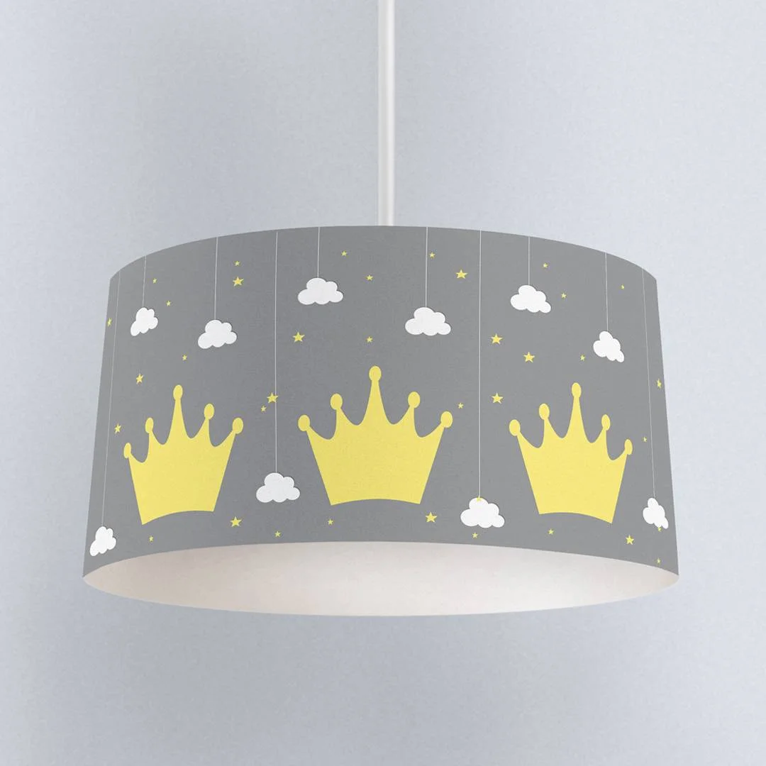 Taç Sarkıt Avize | Gri yıldız, bulut Desenli