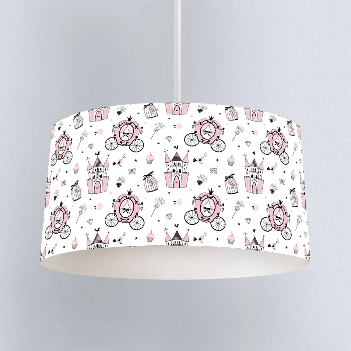 Prenses Sarkıt Avize | Beyaz Kalpler, kale Desenli