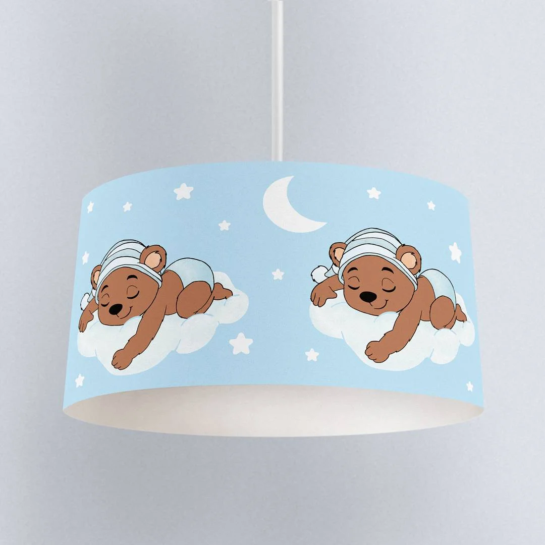 Ayıcık Sarkıt Avize | Mavi yıldızlar, bulut Desenli