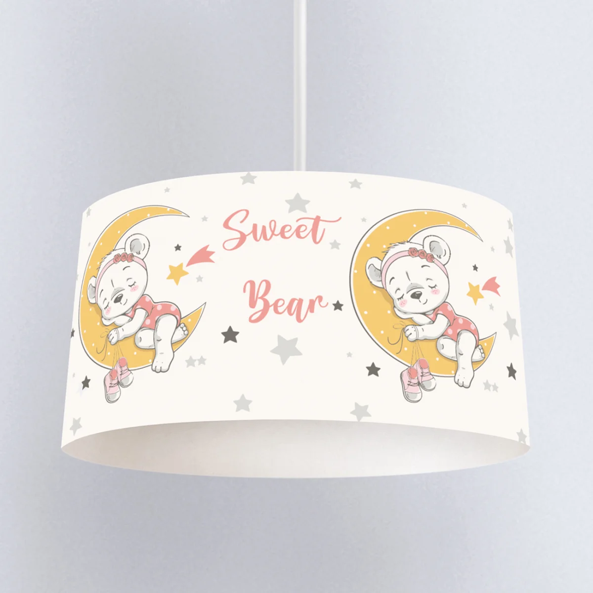 Uyuyan ayıcık, ay Sarkıt Avize | Beyaz Yıldızlar, kayan yıldız Desenli