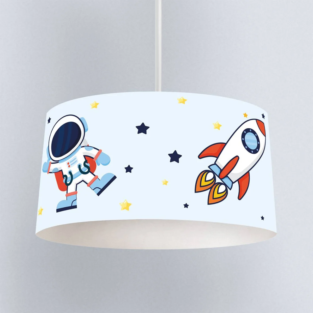 Uzay Sarkıt Avize | Açık Mavi Astronot, roket Desenli